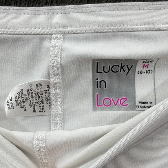 Lucky In Love Skort Womens Medium White Blue Red Abstract Pleated Tennis Skirt - Picture 4 of 6